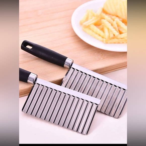 Stainless Steel French Fry Cutter Two Tone Potato Wave Cutter Waffle Cut Kitchen - Picture 6 of 13